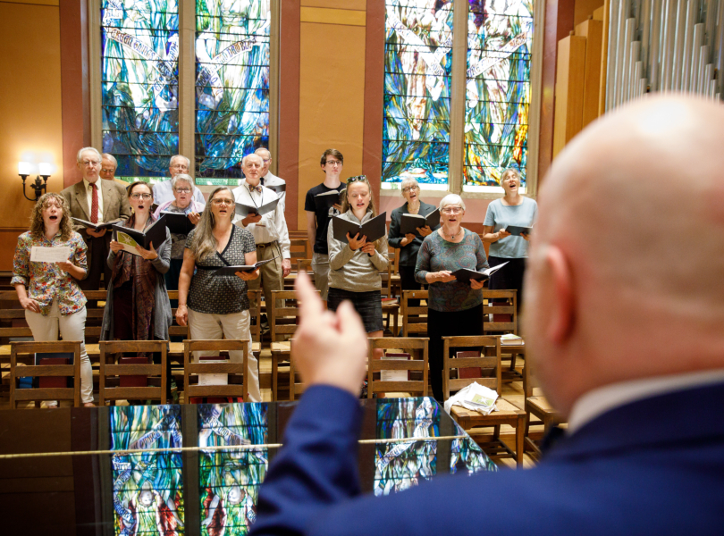 a choir director and a church choir